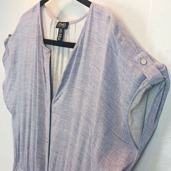 Jones New York wide leg cropped blue v-neck drawstring waist jumpsuit size large - Picture 6 of 13